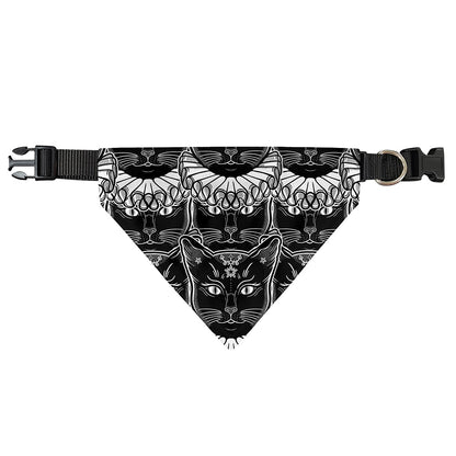 Black And White Gothic Wiccan Cat Print Over The Collar Dog Bandana