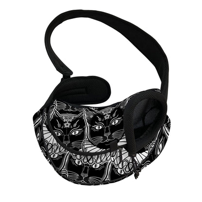 Black And White Gothic Wiccan Cat Print Pet Sling Carrier