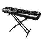 Black And White Gothic Wiccan Cat Print Piano Keyboard Cover