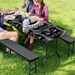 Black And White Gothic Wiccan Cat Print Picnic Table Cover