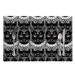 Black And White Gothic Wiccan Cat Print Placemat
