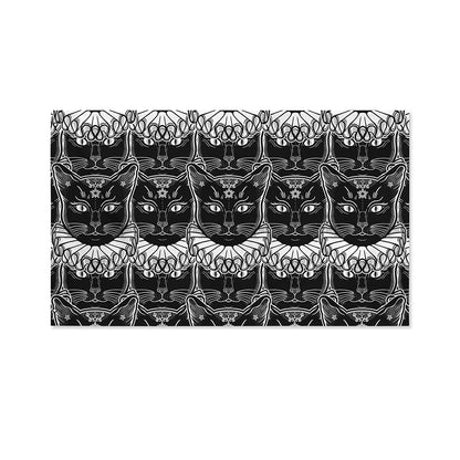 Black And White Gothic Wiccan Cat Print Polyester Flag