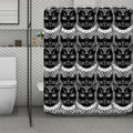 Black And White Gothic Wiccan Cat Print Polyester Shower Curtain