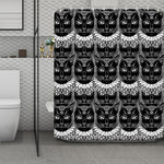 Black And White Gothic Wiccan Cat Print Polyester Shower Curtain