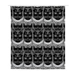 Black And White Gothic Wiccan Cat Print Polyester Shower Curtain