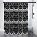 Black And White Gothic Wiccan Cat Print Premium Shower Curtain