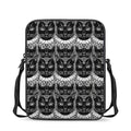 Black And White Gothic Wiccan Cat Print Rectangular Crossbody Bag