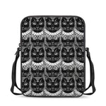 Black And White Gothic Wiccan Cat Print Rectangular Crossbody Bag
