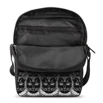 Black And White Gothic Wiccan Cat Print Rectangular Crossbody Bag