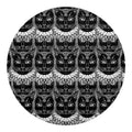 Black And White Gothic Wiccan Cat Print Round Blanket
