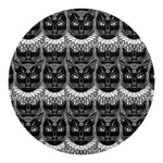 Black And White Gothic Wiccan Cat Print Round Blanket