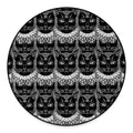 Black And White Gothic Wiccan Cat Print Round Floor Mat