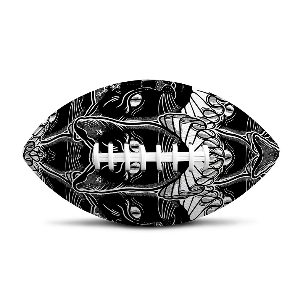 Black And White Gothic Wiccan Cat Print Rugby Ball