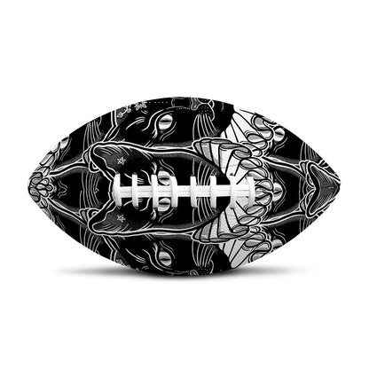 Black And White Gothic Wiccan Cat Print Rugby Ball