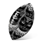 Black And White Gothic Wiccan Cat Print Rugby Ball