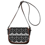 Black And White Gothic Wiccan Cat Print Saddle Bag