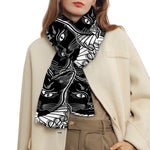 Black And White Gothic Wiccan Cat Print Scarf