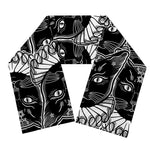 Black And White Gothic Wiccan Cat Print Scarf