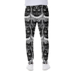 Black And White Gothic Wiccan Cat Print Scuba Joggers