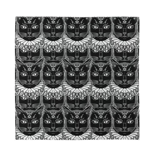 Black And White Gothic Wiccan Cat Print Silk Bandana