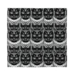Black And White Gothic Wiccan Cat Print Silk Bandana