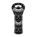 Black And White Gothic Wiccan Cat Print Single Neoprene Wine Tote
