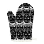 Black And White Gothic Wiccan Cat Print Single Oven Mitt