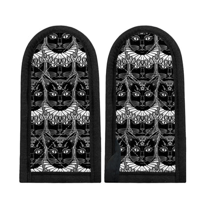 Black And White Gothic Wiccan Cat Print Skillet Handle Cover