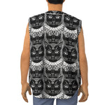 Black And White Gothic Wiccan Cat Print Sleeveless Baseball Jersey