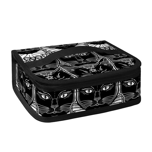 Black And White Gothic Wiccan Cat Print Small Lunch Bag
