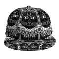 Black And White Gothic Wiccan Cat Print Snapback Cap