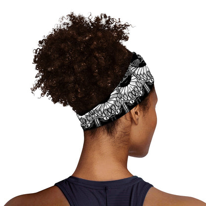 Black And White Gothic Wiccan Cat Print Sports Headband