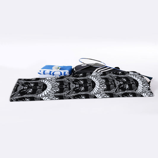 Black And White Gothic Wiccan Cat Print Sports Towel