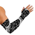 Black And White Gothic Wiccan Cat Print Sun Protection Arm Sleeves