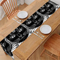 Black And White Gothic Wiccan Cat Print Table Runner