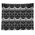 Black And White Gothic Wiccan Cat Print Tapestry