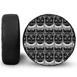 Black And White Gothic Wiccan Cat Print Tire Cover
