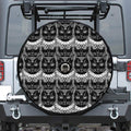 Black And White Gothic Wiccan Cat Print Tire Cover With Camera Hole