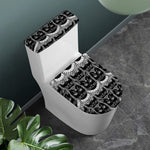 Black And White Gothic Wiccan Cat Print Toilet Lid And Tank Cover Set