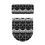 Black And White Gothic Wiccan Cat Print Toilet Lid And Tank Cover Set
