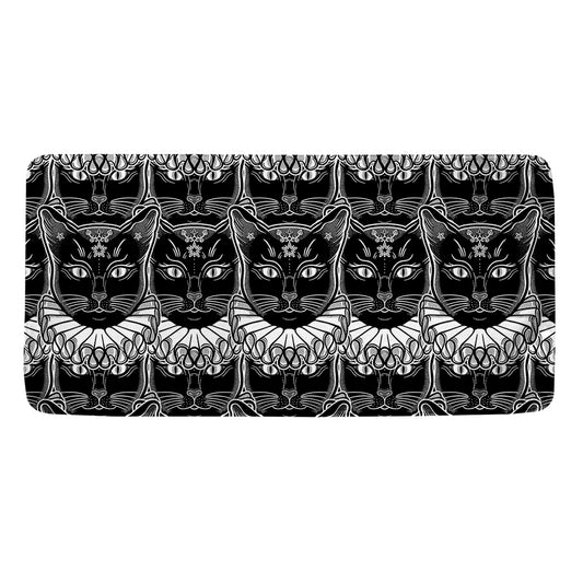 Black And White Gothic Wiccan Cat Print Towel