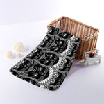 Black And White Gothic Wiccan Cat Print Towel