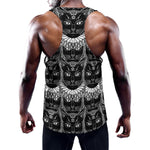 Black And White Gothic Wiccan Cat Print Training Tank Top