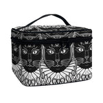 Black And White Gothic Wiccan Cat Print Travel Makeup Bag
