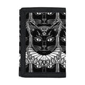 Black And White Gothic Wiccan Cat Print Trifold Wallet