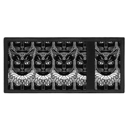 Black And White Gothic Wiccan Cat Print Trifold Wallet