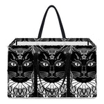 Black And White Gothic Wiccan Cat Print Utility Tote Bag