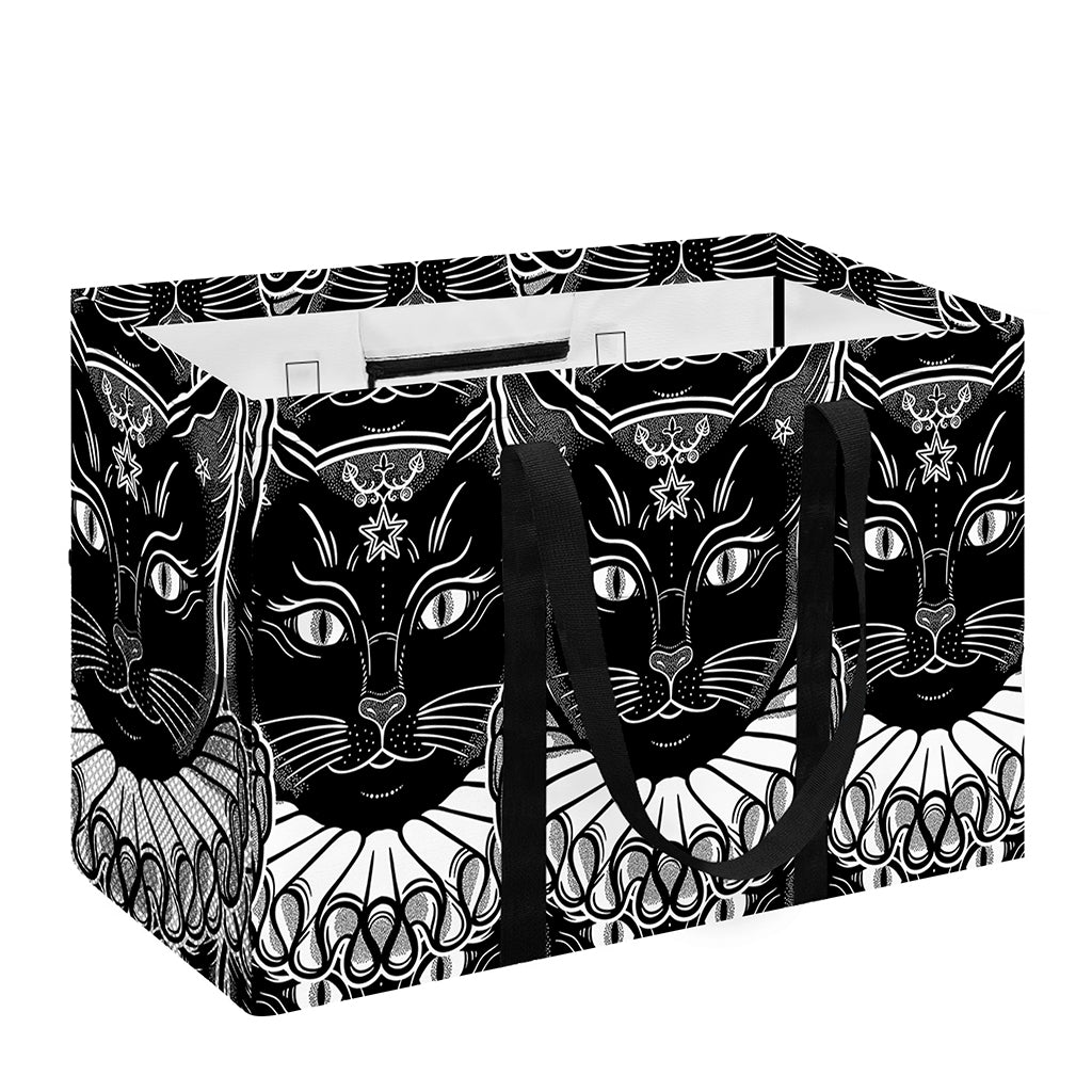 Black And White Gothic Wiccan Cat Print Utility Tote Bag