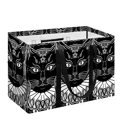 Black And White Gothic Wiccan Cat Print Utility Tote Bag