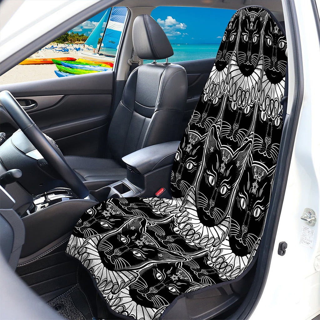 Black And White Gothic Wiccan Cat Print Waterproof Car Seat Cover